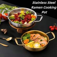 3 Pieces1-Piece Stainless Steel Double-Layer Pot Set - Golden Coating, Cookware, Suitable For Making Hot Pot, Soup, Ramen, And Cooking Seafood - Essential Items For Kitchens And Restaurants - Multicolor - View 4
