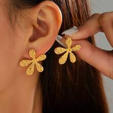 1 Paar goldene/silberne Seestern & Wellen Muster Ohrringe, eleganter Schmuckzubehör, geeignet für Strandurlaub und als Geschenk