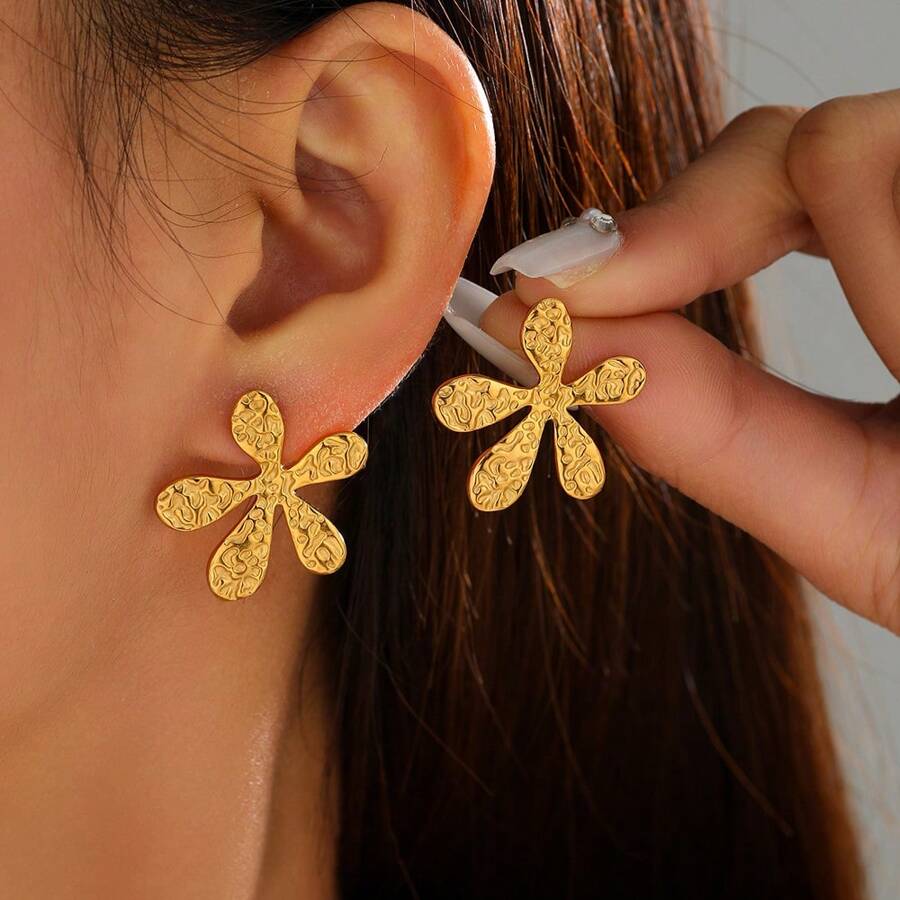 1 Paar goldene/silberne Seestern & Wellen Muster Ohrringe, eleganter Schmuckzubehör, geeignet für Strandurlaub und als Geschenk