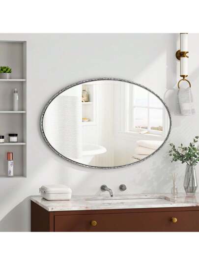 Wand Spiegel Oval Elegante Bathroom ation Bedroom Clear Glass Metal Frame view 2