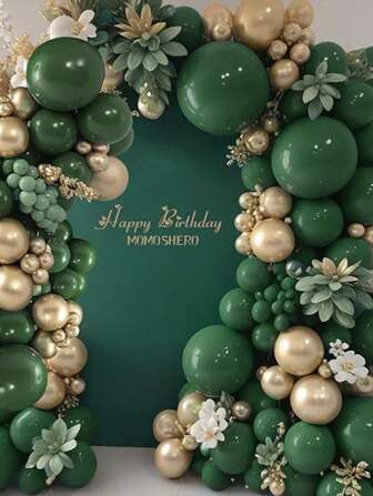 131Pcs Green And Gold Balloons Arch Garland Kit, Dark Emerald Green Hunter Forest Sage Green Metallic Gold Balloon For Birthday Wedding Christmas Jungle Baby Shower Party Decorations