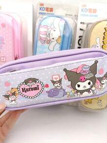 Sanrio Sanrio X Hello Kitty Kulomi X Cinnamoroll Federmäppchen mit großer Kapazität, Mehrsteckplatz-Zweischicht Stiftebox mit Reißverschluss, große Aufbewahrungstasche, Federmäppchen, Stifttasche, Schultasche, Schulmaterial, Rückkehr zur Schule