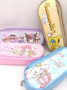 Sanrio Sanrio X Hello Kitty Kulomi X Cinnamoroll Federmäppchen mit großer Kapazität, Mehrsteckplatz-Zweischicht Stiftebox mit Reißverschluss, große Aufbewahrungstasche, Federmäppchen, Stifttasche, Schultasche, Schulmaterial, Rückkehr zur Schule