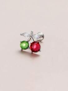 1 Stück Kirsch-Zirkonia Körperschmuck, Edelstahl Bar Knorpel-Ohrringe, stilvoller Alltagsschmuck für Frauen, kann als Geschenk für Freunde dienen.