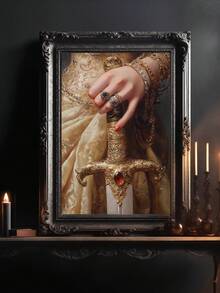 1 件，帆布墙画/卷轴画，墙画，防水，海报，带框墙画，秋季，万圣节，维多利亚时代持剑女子海报，黑暗学院艺术哥特式装饰，古董插图，复古墙画，适用于客厅、卧室、玄关装饰、鬼屋或万圣节派对装饰