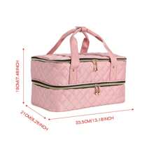 Pink Nail Polish Organizer Bag Double Layer Nail Storage Bag 40 Bottles Multifunction Cosmetic Bag