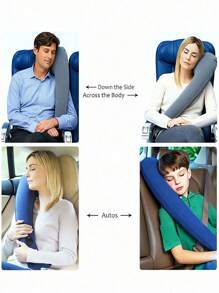 1 pieza Almohada de cuello con cabestrillo plegable y sencillo, accesorio de viaje ligero y portátil que se sujeta al asiento de avión y automóvil, aplicable para viajes en coche, avión y barco, que soporta la cabeza, el Body y los brazos proporcionando un sistema de sueño perfectamente equilibrado