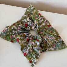 1 件女士复古花卉印花发圈，复古面料油画风格，甜美花卉发饰，适合日常佩戴，涤纶，适合春、夏、秋、冬，发圈，发圈，发圈，休闲