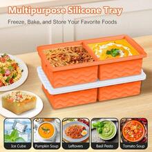 Local Delivery Silicone Freezer Tray With Lid - 2 Cup Soup Freezer Container Molds - Extra Large Ice Cube Tray - Silicone Freezer Food Molds For Freezing & Storing Soup, Sauce, Broth, Leftovers (2 Pack) - trái cam - Xem 6