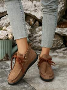 2025秋冬新款女靴，时尚百搭休闲踝靴，平底系带女鞋，防滑女士短靴，运动休闲女短靴，大学生短靴，简约通勤女鞋