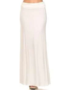 Chic Comfortable High Waisted Maxi Skirt Flowing A Line Design For Everyday Elegance - Ivory - View 1