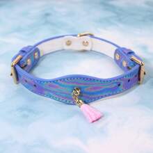 Collar de mascota con diseño teñido anudado y decoración con flecos de moda