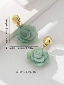 1 对时尚花卉设计夸张花瓣吊坠耳环，高端女士日常珠宝