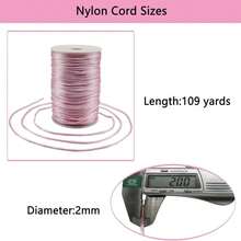 Dortrue Pink Nylon Cord Satin String 2mm X 109 Yards Rattail Satin Silk Trim Cord For Bracelets, Necklaces, Jewelry Making, Chinese Knotting,Macramé Arts And Crafts - Pink - View 2