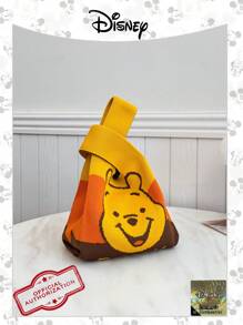 Disney 1 Pc Disney Winnie The Pooh Series Crochet Bags Double Handle No-Closure Design Square Bag Lightweight Handbag For Lady/Girls/Women Perfect For Daily/Outing/Shopping