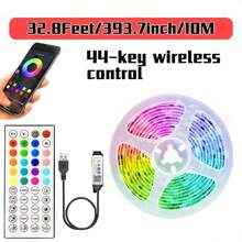 131FT/100FT/32.8FT LED Strip Lights, TV LED Backlight USB 5050 RGB Ribbon, Synchronous Color Changing LED Lights, Controlled By Black 44 Key Remote Control/White 44 Key Remote Control APP And Application Program, Can Follow Music To Change Light Colors, Home Decoration Night Lights, Bedrooms, Christmas Parties, Holiday Use For Room, Family Gathering Party Decoration