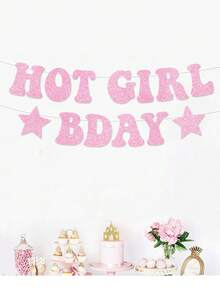 1 set de pancarta de cumpleaños de bricolaje con cuerdas y brillos de color rosa intenso - rosa intenso, decoraciones de fiesta de cumpleaños divertidas para mujeres, fondo fotográfico, decoración para 21 y 30 cumpleaños, regalo de cumpleaños para ella, pancarta de feliz cumpleaños - Oro rosa - Ver 3