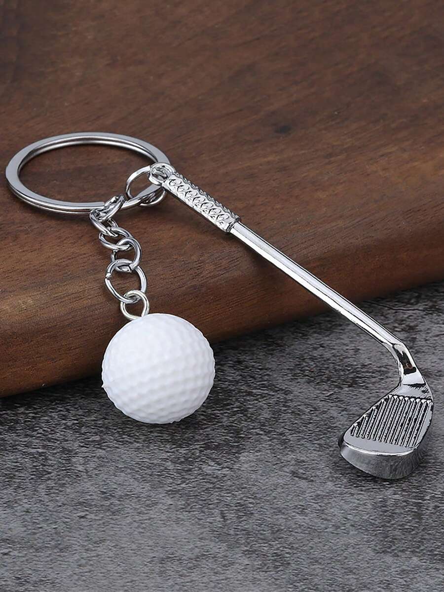 1 buah Gantungan Kunci Bola Golf Kasual, Seri Olahraga, Untuk Pria, Ransel, Sekolah, Aksesoris Mobil, Gaya Goth Lucu Y2k - Putih - View 1