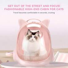 Cat Carrier Backpack, Large Capacity Transparent Cat Backpack, Panoramic Transparent Breathable Design Portable Dual Shoulder Cat Backpack, Hand-Held Space Capsule Pet Bag Portable Space Backpack, Durable PC Material With Zipper Closure, Cat Backpack Carrier