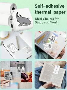 Phomemo 3卷装白色自粘热敏纸，光面可打印标签贴纸，兼容Phomemo T02/M02X/M02L/Y02C/Q02/M02/M02 Pro/M02S/M03/M04S迷你标签打印机，每卷50毫米 x 3.5米，直径28毫米，连续纸，图像保持时间长达10年 - 白色 - 查看 6
