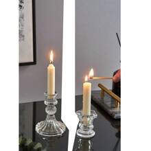 6pcs Palace Candle Holder, Transparent Candle Holders, Natural Crystal Design Candle Holders, Suitable For Home Tabletop Decoration, Candle Centerpiece, Wedding Decoration, Romantic Dinner Candles, Birthday Party, Festival