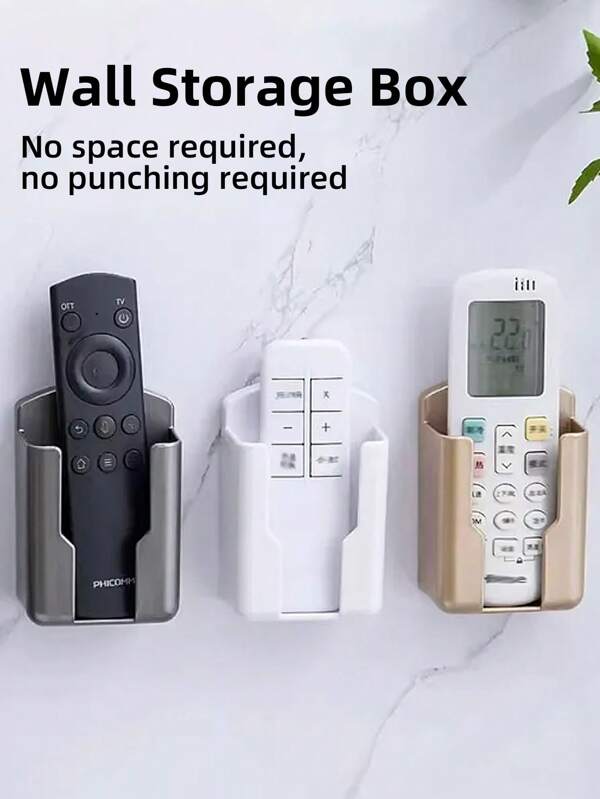 2pcs Wall Mounted No-Drill Strong Load Bearing Remote Control Storage Box. Decorative Storage Box For Pens, Makeup Brushes, Tools On Wall. Can Be Used As Kitchen Utensils, Chopsticks, Cutlery Storage Box, Waterproof Bathroom Toothbrush & Toothpaste Storage Box, Multifunctional Storage Box. Bedroom, Living Room Remote Control Decorative Storage Box.