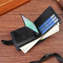 Men's Vintage Casual Business Short Wallet With Snaps Multi-Fold Card Slots Coin Pocket Large Capacity Multi-Function Credit Card Holder Suitable For Men Boy Commute Work Outdoor Men Gift Wallet Mini Wallet Purse Wallet Men Wallet Leather Small Wallet