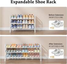 Zapatero Para Armario, Organizador De Zapatos De 3 Niveles, Estante De Metal De 28 Pulgadas Que Se Puede Ampliar A 42 Pulgadas, Para Armario, Entrada, Dormitorio, Garaje, Ajustable A 18 Pares - Cadet Blue - View 7