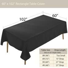 6/10/12 Pack Tablecloth 60 X 102 Inch Polyester Table Cloth For 6 Foot Rectangle Tables,Stain And Wrinkle Resistant Washable Fabric Table Covers Polyester White Table Clothes For Wedding,Party,Banquet - 黑色 - 查看 6