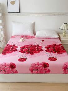 1pc Soft & Pretty Floral Pattern Fitted Sheet, Bedding, Breathable Home Use Children Fitted Sheet, Soft Fitted Sheet For Single Bed, Bedroom, Boys & Girls, All Seasons
