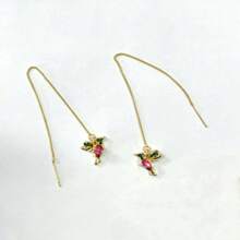 1pc Exquisite Hummingbird Design Faux Gem Drop Earrings, Elegant And Cute Style Women's Delicate Gift