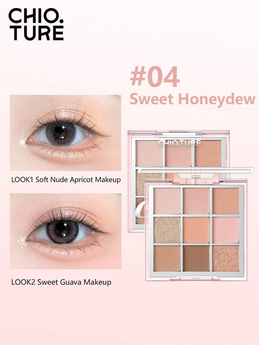 CHIOTURE 9色多功能眼影盘持久不脱妆珠光闪光章多色眼影学生实惠，非常适合万圣节和晚间活动 - 04 Sweet Honeydew - 查看 1