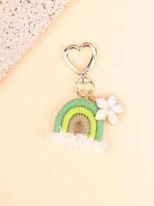 1 件女式北欧风格彩虹 Macrame 钥匙扣吊坠带花卉流苏时尚包饰背包装饰钥匙扣适用于包包汽车配件女士