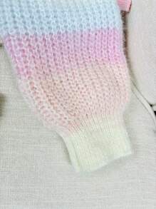 Chaqueta de punto con lazo arcoíris corto hecho a mano y esponjoso para mujer, para otoño/invierno de la marca Wixra