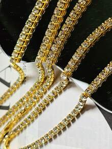 1pc Fashionable Luxury Sparkling Rhinestone Tennis Necklace, Unisex, Christmas & New Year Gift