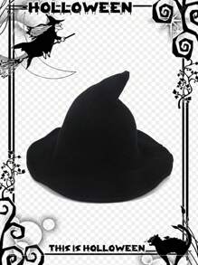 1 pièce Casquette de soleil à large bord et bout pointu pour femme, couleur unie, respirante et décontractée, convenant pour la pêche. Chapeau de sorcier tricoté, adapté pour Halloween et les activités de plein air en hiver et en automne