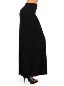Chic Comfortable High Waisted Maxi Skirt Flowing A Line Design For Everyday Elegance - màu đen - Xem 2