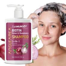 三合一生物素迷迭香洋葱洗发水，轻盈自然，质感飘逸，双倍柔顺秀发，深层滋润，焕活秀发活力，清爽夏日护发，护发必备 | 天然护发 | 保湿洗发水 - 白色 - 查看 1