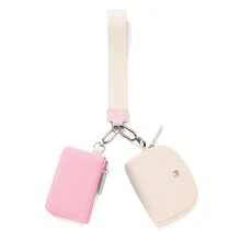 Dual Pouch Wristlet Wallet Fashion Keychain Wristlet Bag Cards For Women Men, Cash & Coins, Detachable Keychain & Card Holder, Stylish & Portable For Everyday & Sports Use Travel Wallet Coin Wallet Christmas Gifts, Holiday Gifts - 粉紅白色 - 查看 2