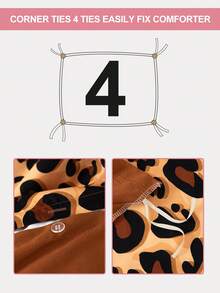 3 件套（1 * 羽绒被套 + 2 * 枕套，不含芯）豹纹印花轻薄柔软舒适亲肤四季通用床上用品套件，适合旅行、居家、酒店、卧室、客房，可水洗 - 彩色 - 查看 5