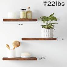 3 Pack Floating Shelves Wall Mounted Rustic Wood Shelves For Living Room Bedroom Kitchen - Multicolor - View 4