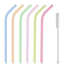 MYLOLF 4/6/12 piezas Pajitas de silicona reutilizables - Con cepillo de limpieza gratis, Set de pajitas de silicona, portátil, pajitas flexibles reutilizables, resistentes al calor y al desgaste para botellas de agua, té, bebidas, adecuadas para picnic, camping, fiestas