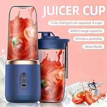 1 Portable Dual-Cup Electric Juicer, Blender, Mini Wireless Portable, Suitable For Home And Outdoor Travel, USB Charging, 6-Blade Gift Juicer, Multi-Functional Juicer, Kitchen Accessory - 彩色 - 查看 2