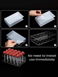 1/2个透明棒棒糖架，15孔U型展示架，适用于婚礼、生日、派对、糖果店、厨房、面包店、圣诞节和万圣节糖果装饰，节省空间的甜品桌装饰，糖果展示架，桌面装饰，派对用品，房间装饰 - 均碼 - 查看 4