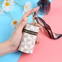 Mini Retro Coin Purse, Classic Pouch With Scarf Decor, Zipper Portable Multifunctional Lipstick Bag Vintage Lipstick Key Bag Mini Retro Coin Purse Classic Small Pouch & Bag Accessories Hot Pink Purse Wallet Keychain
