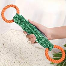 1 pieza Juguete de cuerda para masticar de mezcla de algodón para perros - Diseño anudado con doble asa adecuado para todos los tamaños de perros, limpia los dientes de las mascotas, duradero, juego interactivo de tira y afloja
