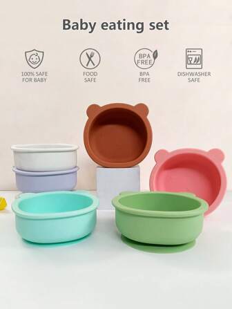 1 pièce bol d'alimentation en silicone avec fond antidérapant en forme d'ours, compatible micro-ondes, adapté pour l'alimentation quotidienne