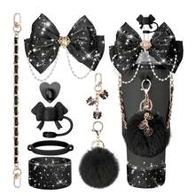 闪亮杯子配件，适用于 30 盎司 40 盎司 20 盎司带手柄的杯子，包括蝴蝶结吸管顶盖、吸管蝴蝶结装饰、皮革水瓶手柄带、靴子