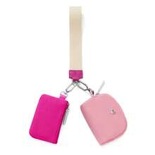 Dual Pouch Wristlet Wallet Fashion Keychain Wristlet Bag Cards For Women Men, Cash & Coins, Detachable Keychain & Card Holder, Stylish & Portable For Everyday & Sports Use Travel Wallet Coin Wallet Christmas Gifts, Holiday Gifts - 玫粉色 - 查看 2