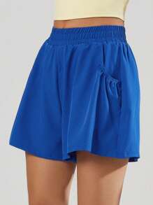 VUTRU 1 pieza VUTRU Pantalón corto con elástico en la cintura y bolsillos, ligero para estudio de yoga, gimnasio, verano